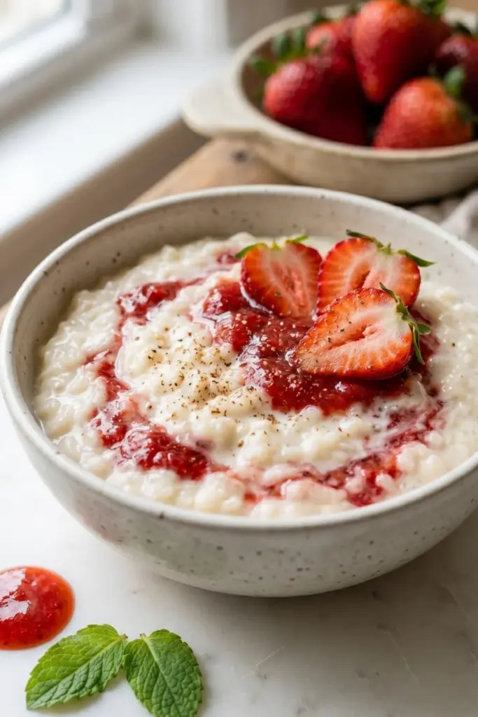 strawberry-rice-pudding-with-cream-summer-desserts