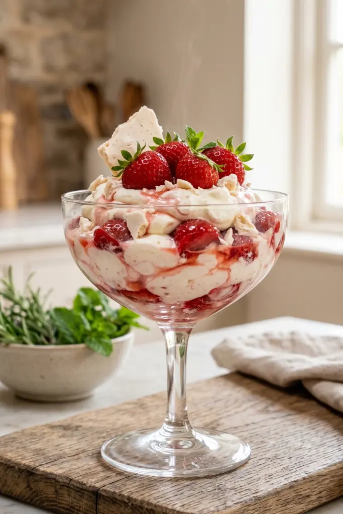 strawberry-rose-fool-crushed-meringue-creamy-summer-desserts