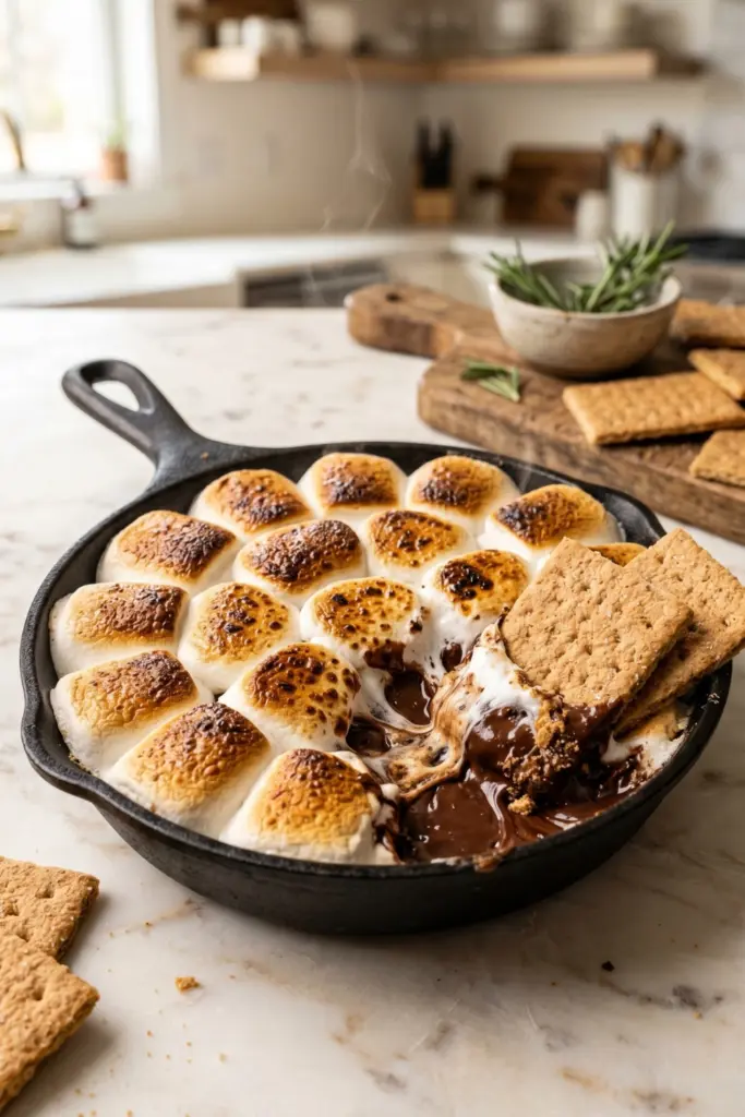 toasted-marshmallow-smores-dip-creamy-summer-desserts