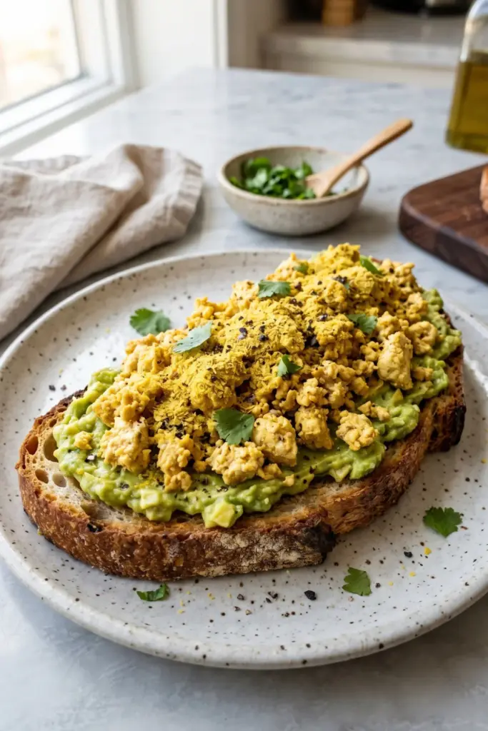 tofu-scramble-nutritional-yeast-avocado-toast-high-protein