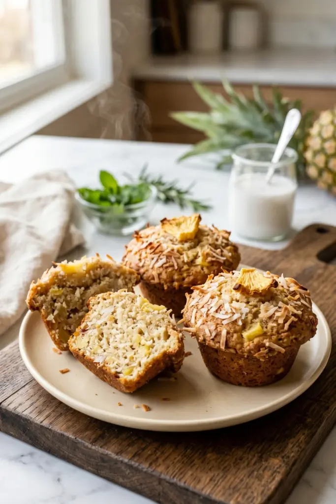 tropical-coconut-pineapple-muffins-healthy-low-calorie-breakfast