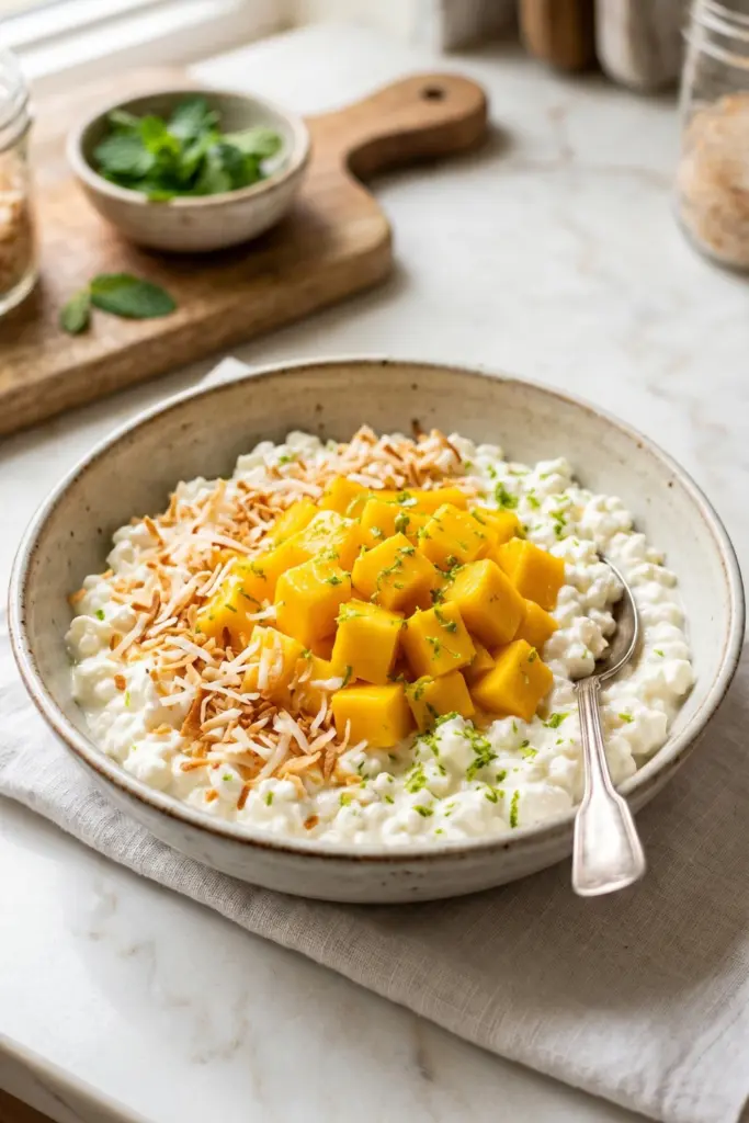 tropical-mango-coconut-bowl-healthy-cottage-cheese-breakfast-ideas