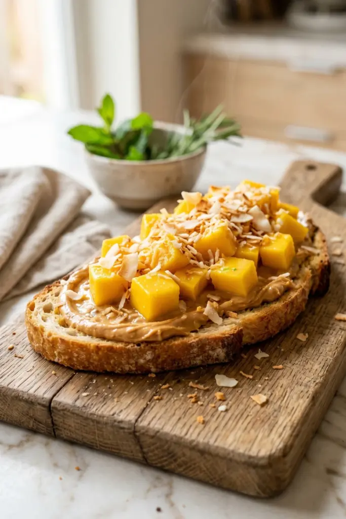 tropical-sunrise-peanut-butter-protein-toast