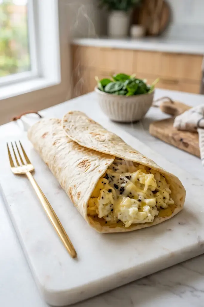 truffle-parmesan-egg-white-wrap-marble-board-gold-fork-luxury-breakfast-wraps