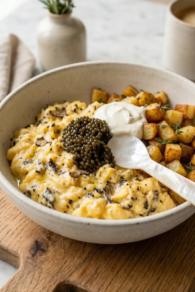 truffle-scrambled-eggs-caviar-bowl-luxury-breakfast-burrito