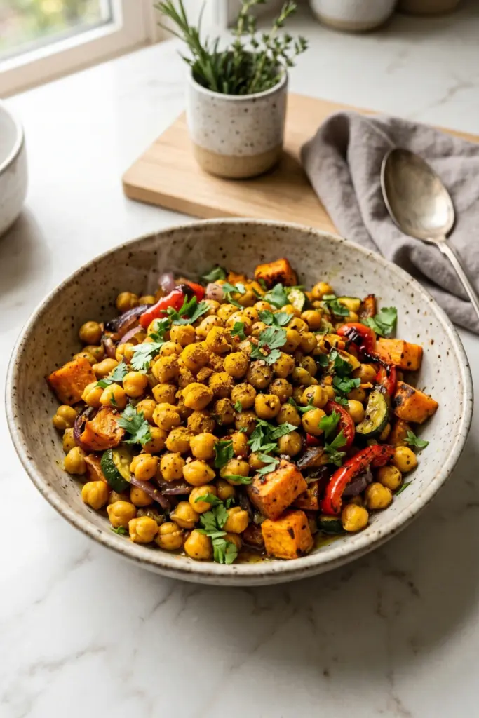 turmeric-chickpea-roasted-veggie-bowl-high-fiber-breakfasts
