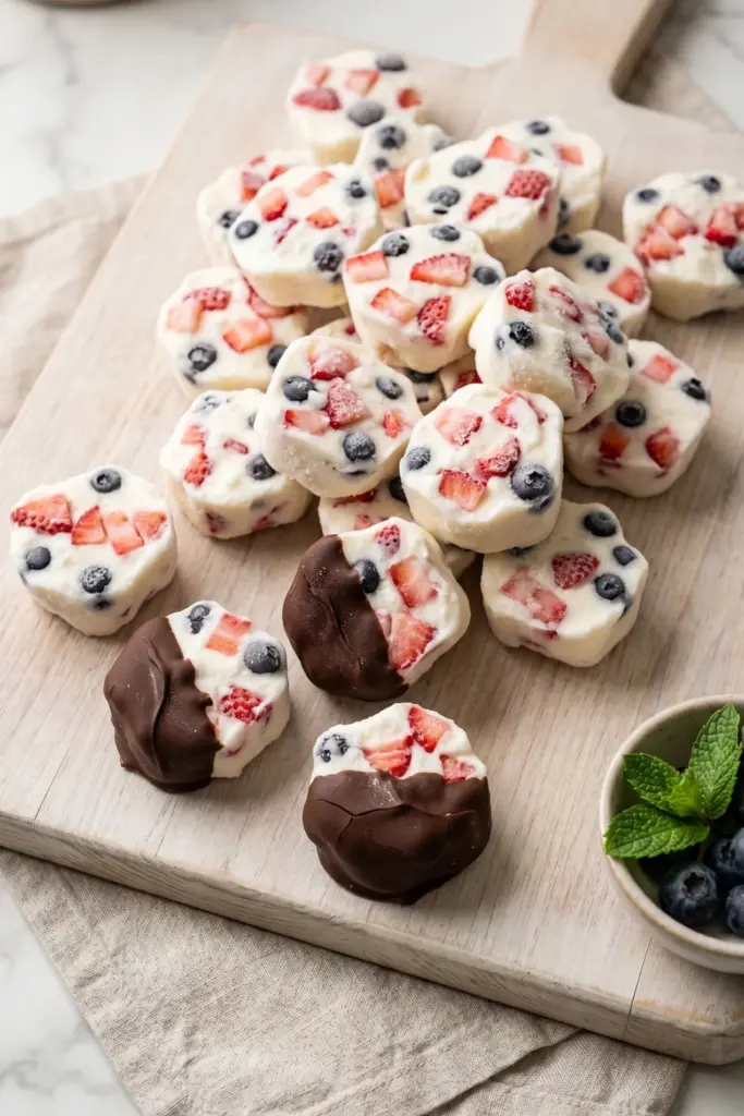 vanilla-berry-frozen-yogurt-clusters-healthy-no-bake-summer-desserts