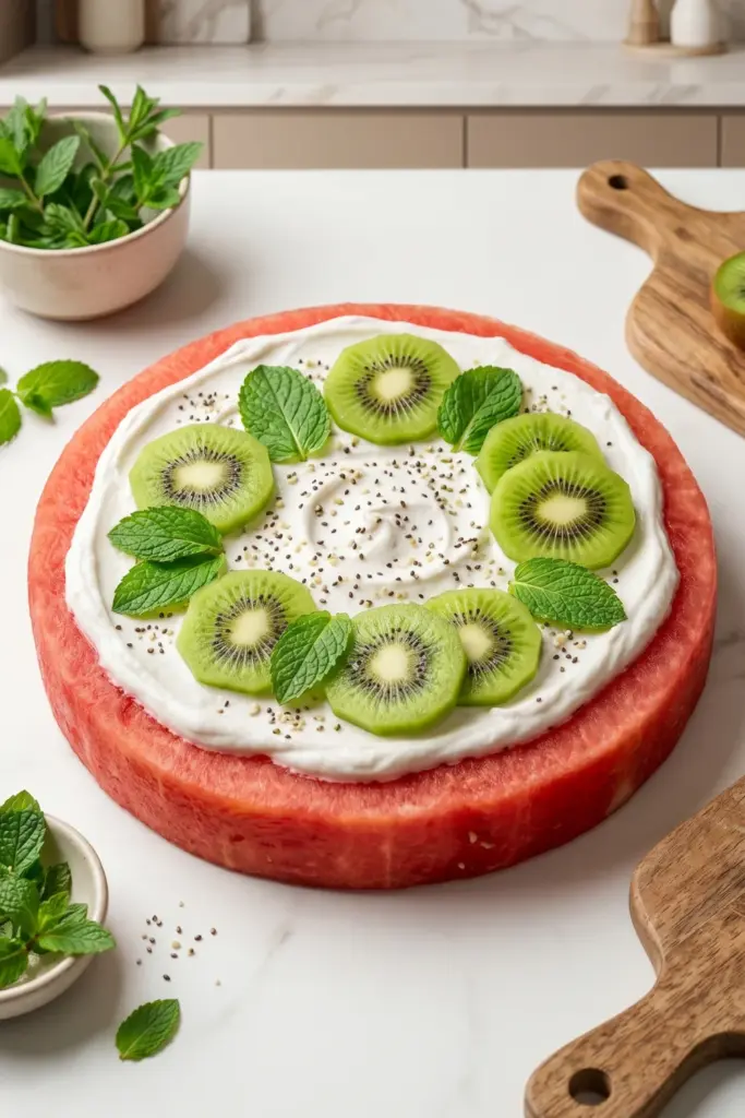 watermelon-pizza-with-coconut-cream-healthy-easy-tiktok-summer-dessert