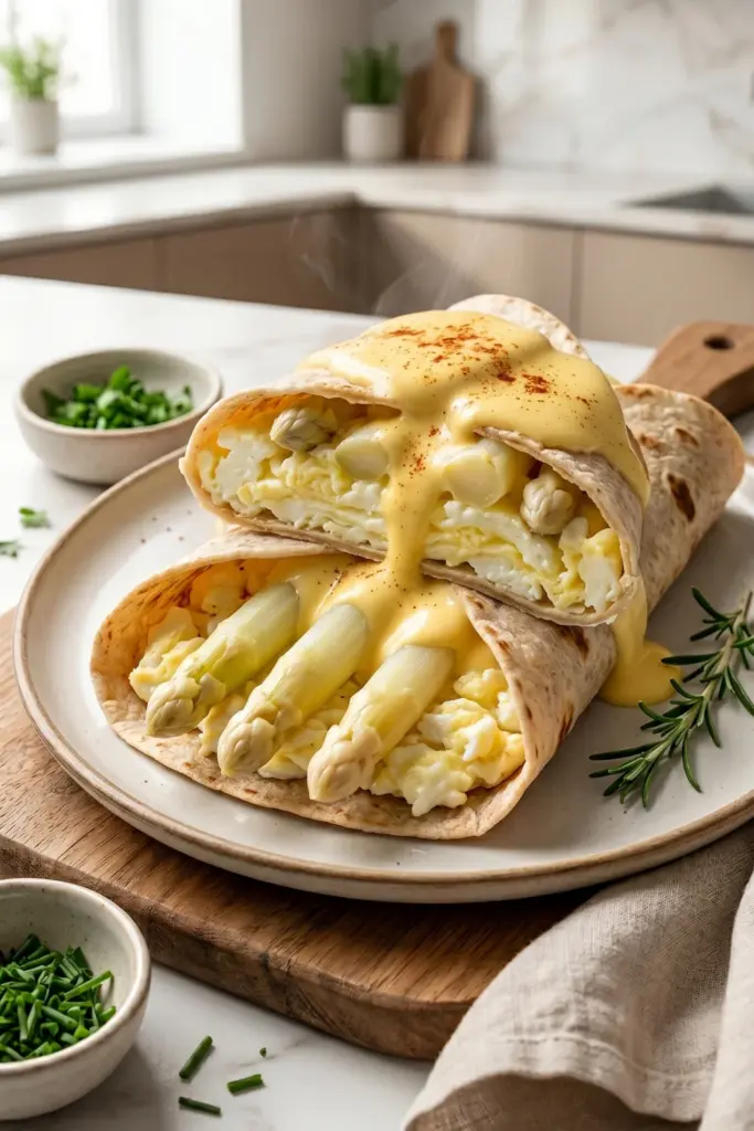 white-asparagus-hollandaise-egg-white-wrap-spring-brunch-luxury-breakfast-wraps