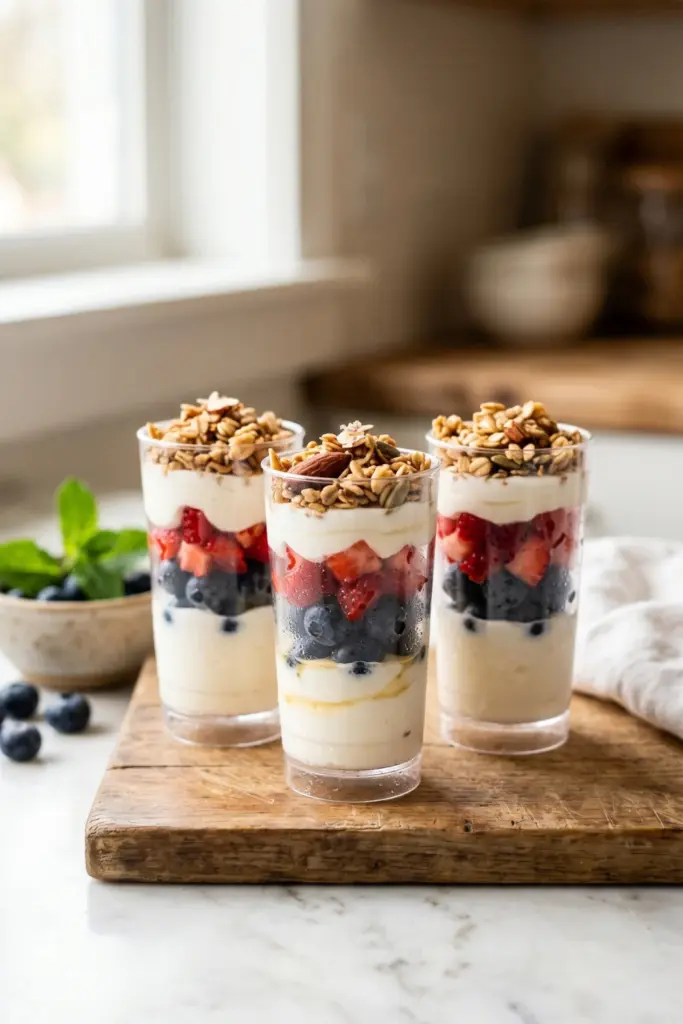 5-minute-yogurt-berry-parfait-shooters-fourth-july-appetizers