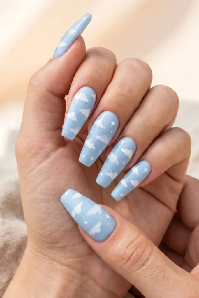 baby-blue-cloud-nails-pastel-summer-nail-design-ideas