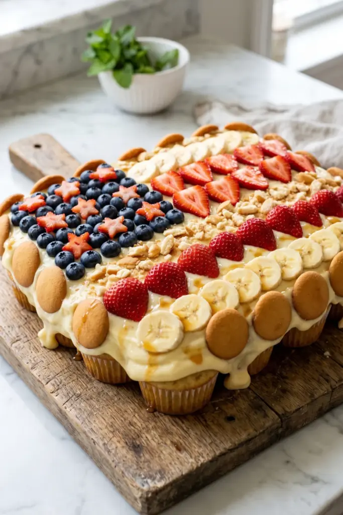 banana-pudding-patriotic-cake-fourth-july-cupcake-ideas