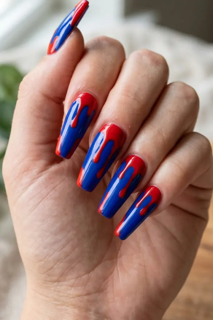 blue-base-red-drip-effect-fourth-july-summer-nail-colors-design-ideas
