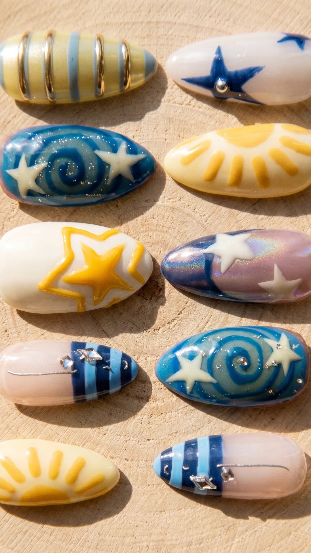 Blue and Yellow Girly Summer Nail Designs to Try This Summer