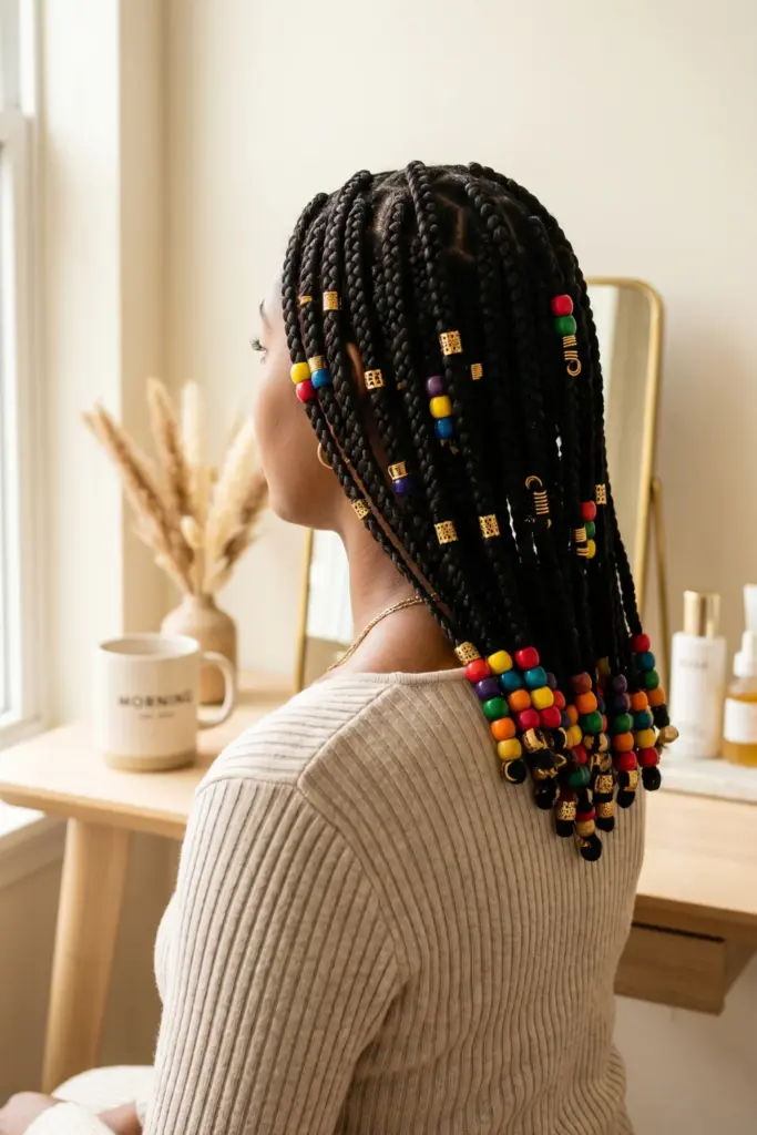 box-braids-with-beads-cute-trendy-back-to-school-hairstyles-black-women-ideas