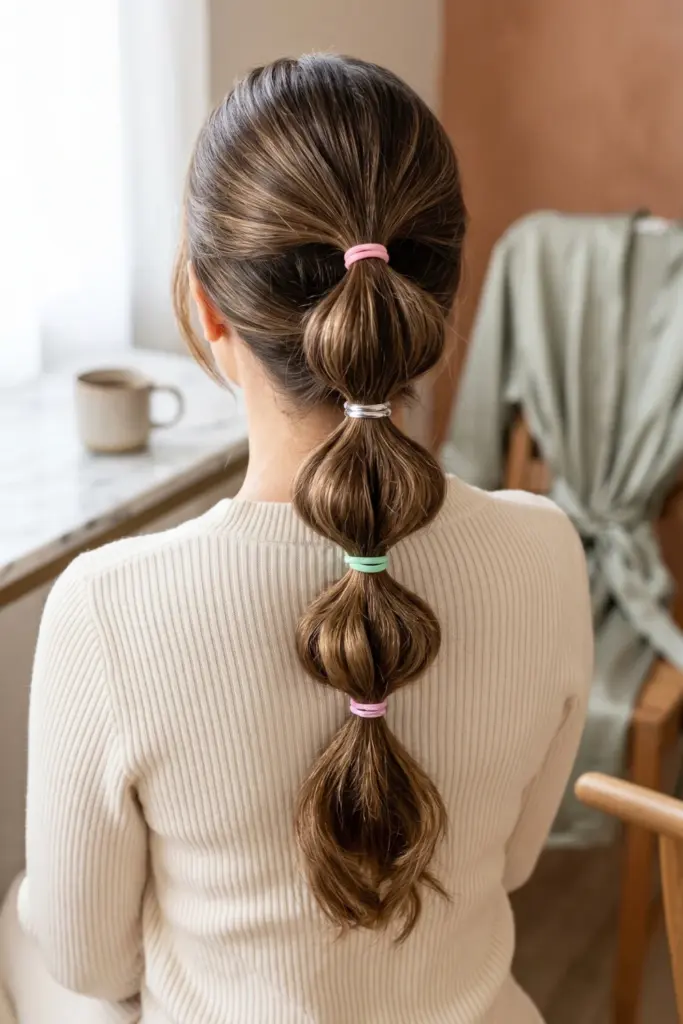 bubble-ponytail-easy-school-hairstyles-5-minutes