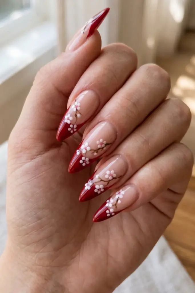 cherry-blossom-red-tips-ravishing-red-stiletto-nails-floral-summer-designs-ideas
