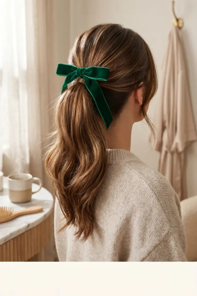 classic-high-ponytail-ribbon-cute-back-to-school-hairstyles-busy-mornings