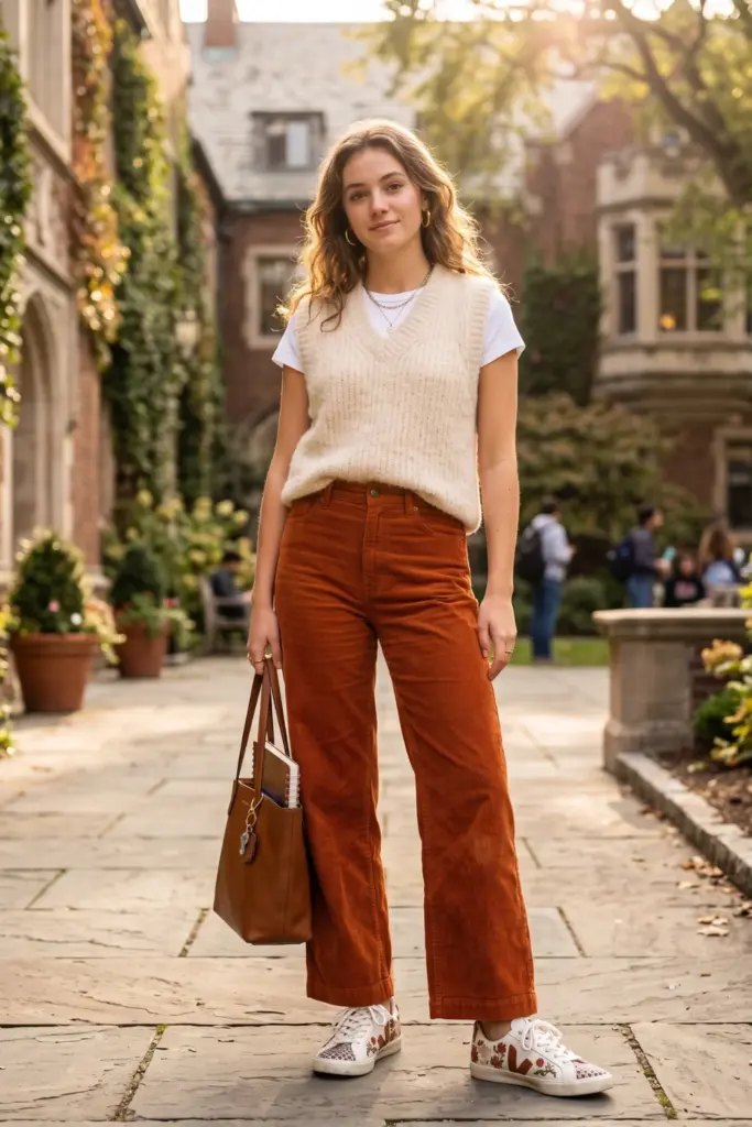corduroy-pants-knit-vest-veja-esplar-sneakers-cute-viral-school-outfit-design-ideas-with-sneakers-2026