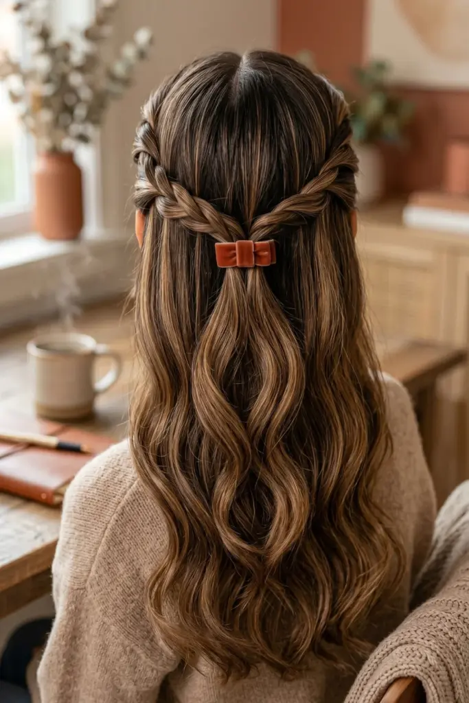 crown-twist-middle-part-fall-hairstyles