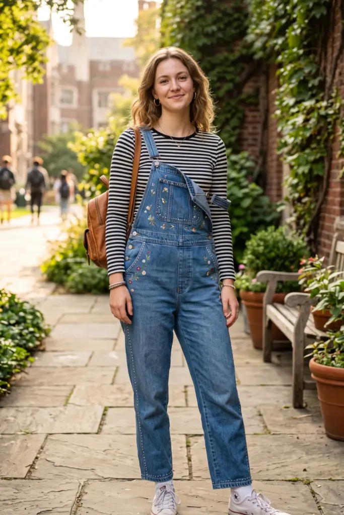 denim-overalls-striped-long-sleeve-cute-everyday-school-outfits-pinterest