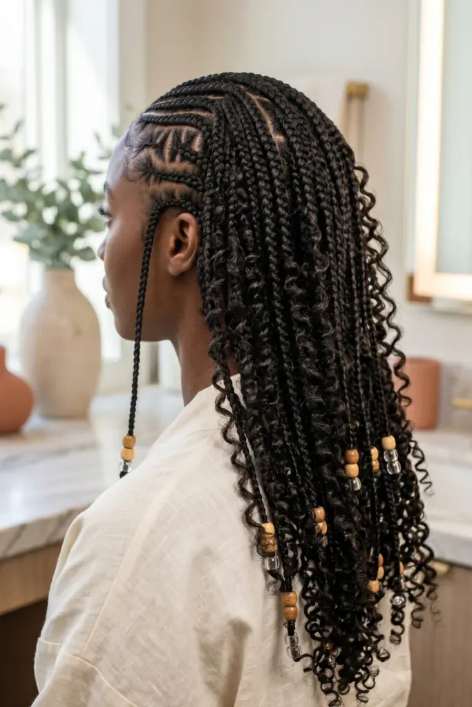 fulani-braids-with-curls-cute-trendy-back-to-school-hairstyles-black-women-ideas