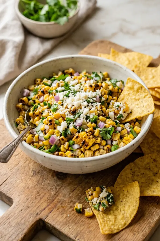 grilled-corn-salsa-chips-fourth-july-appetizers