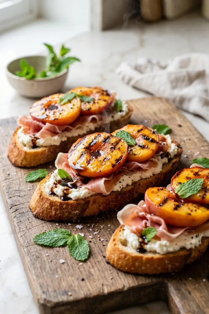 grilled-peach-prosciutto-bruschetta-fourth-july-finger-foods