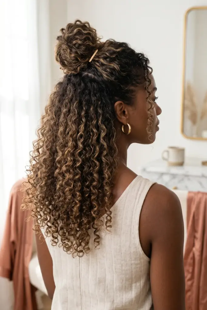 half-up-top-knot-cute-trendy-back-to-school-hairstyles-black-women-ideas