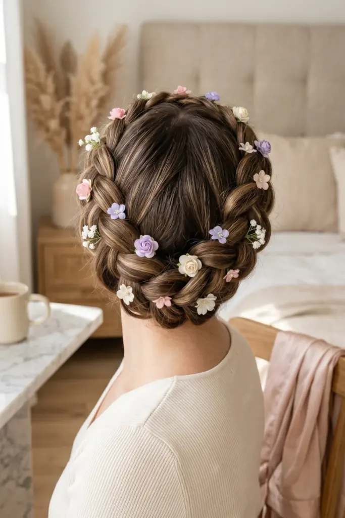 halo-braid-with-flower-clips-cute-braided-hairstyles-designs-ideas-for-back-to-school