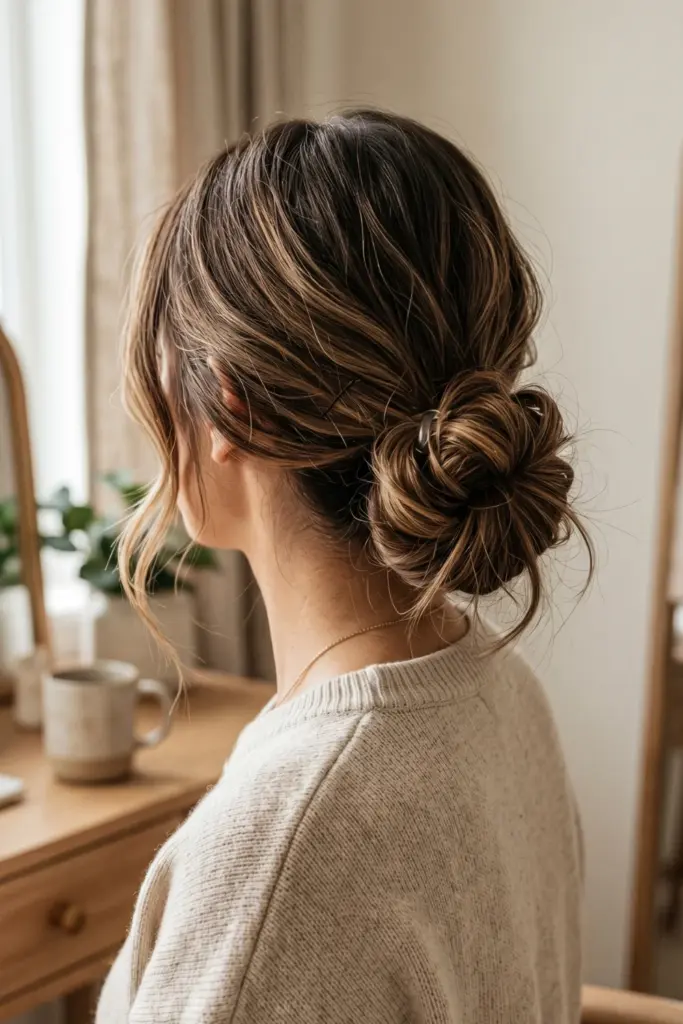 low-messy-bun-easy-school-hairstyles-5-minutes