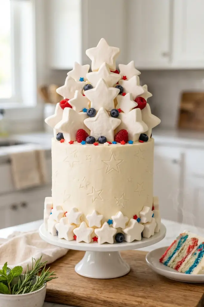 marshmallow-star-topiary-cake-fourth-july-patriotic-decorations