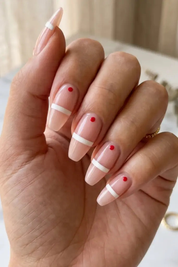 minimalist_patriotic_nails_sheer_pink_white_stripe_red_dot