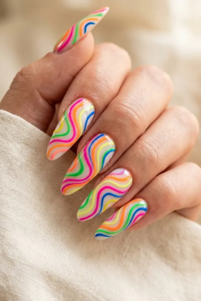 neon-rainbow-multi-swirl-5-colors-stunning-neon-abstract-swirl-acrylic-summer-nails-designs-ideas
