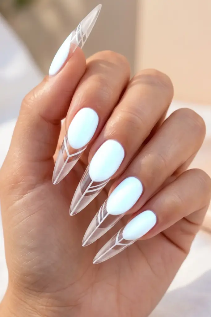 neon-white-transparent-boxes-stiletto-acrylic-summer-nail-design-ideas