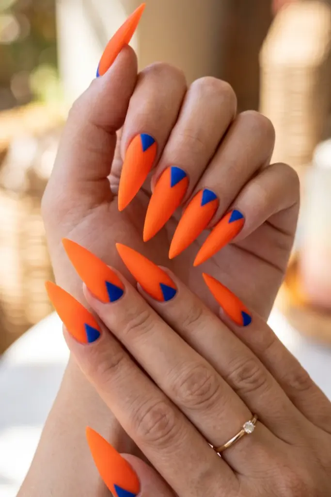 orange-neon-blue-triangles-stiletto-acrylic-summer-nail-design-ideas