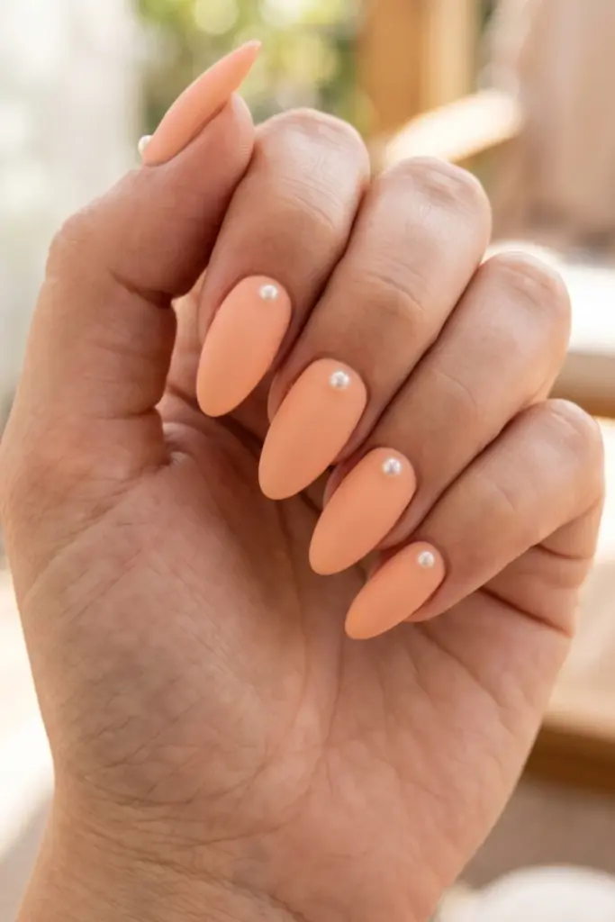peach-matte-pearl-dots-pastel-summer-nail-design-ideas