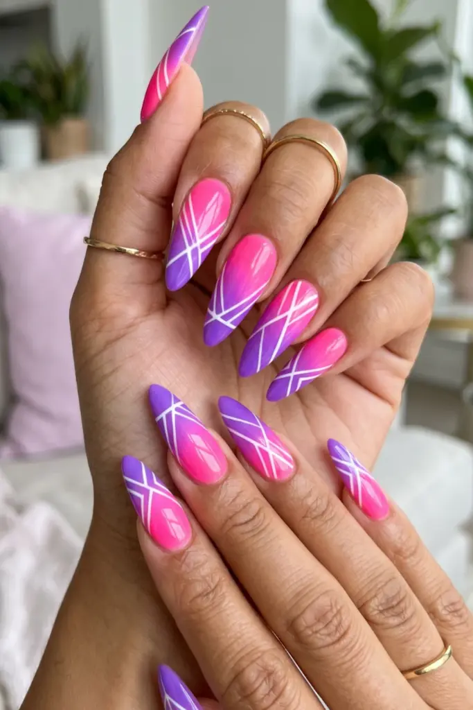 pink-purple-ombre-sharp-lines-stiletto-acrylic-summer-nail-design-ideas