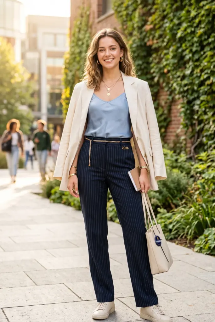 pinstripe-trousers-silk-cami-blazer-school-outfit-picture-day