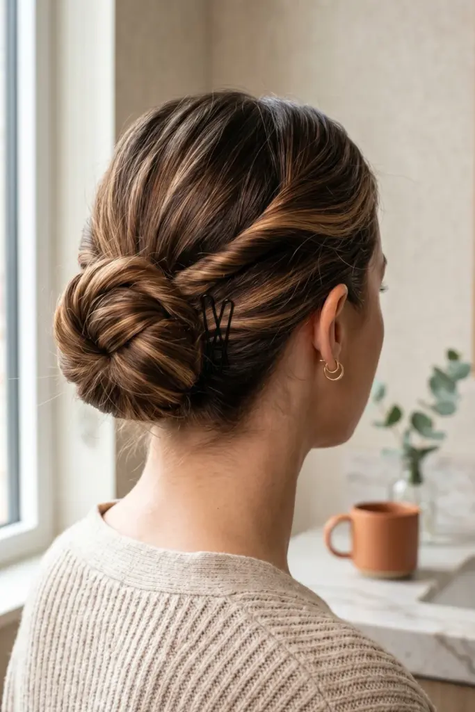 pinwheel-twist-bun-cute-back-to-school-hairstyles-busy-mornings
