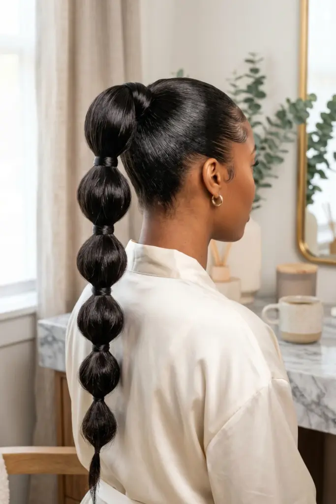 ponytail-with-bubble-braids-cute-trendy-back-to-school-hairstyles-black-women-ideas