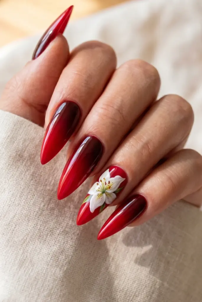 red-ombre-lily-accents-ravishing-red-stiletto-nails-floral-summer-designs-ideas