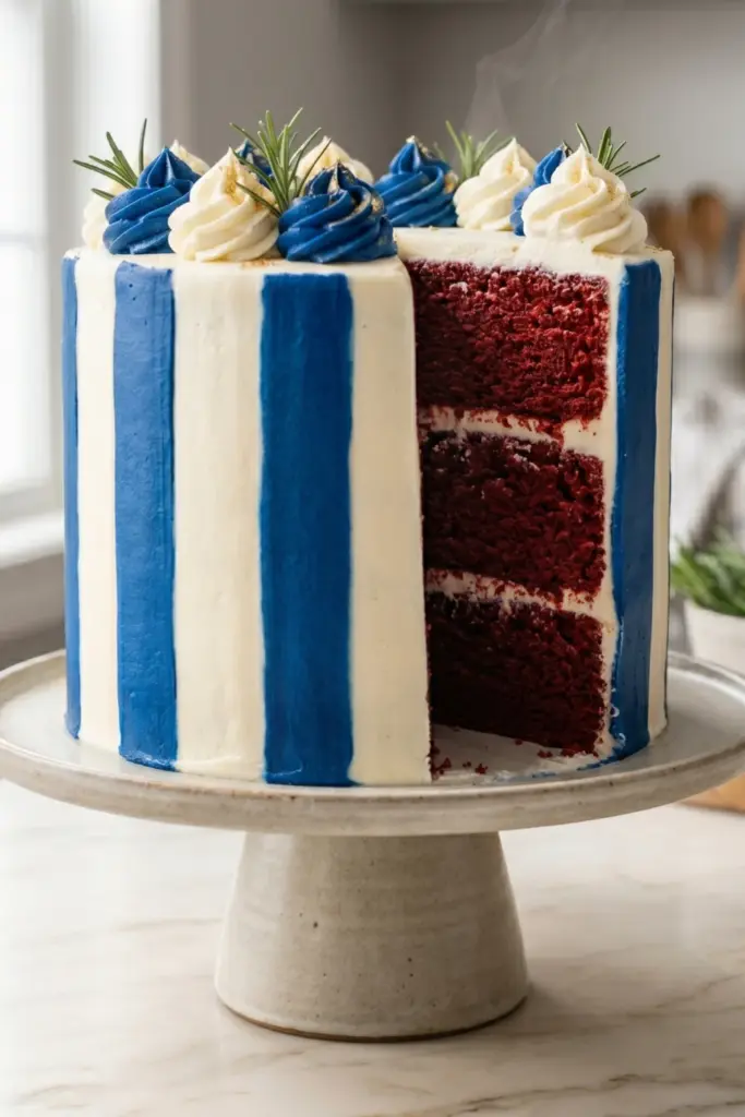 red-velvet-blue-buttercream-stripes-fourth-july-patriotic-decorations