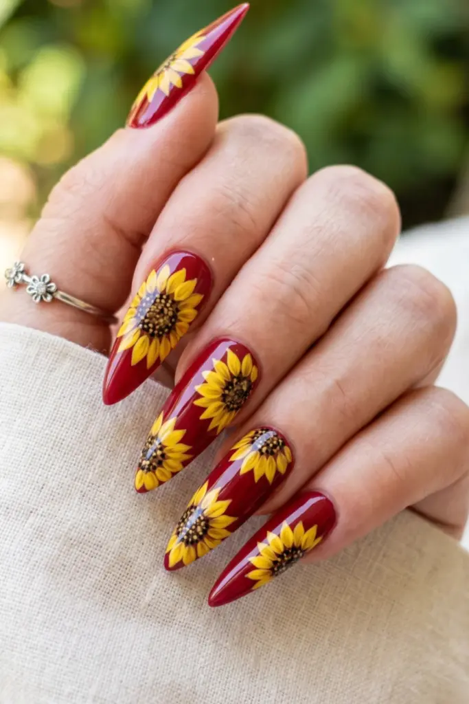 ruby-red-sunflowers-ravishing-red-stiletto-nails-floral-summer-designs-ideas