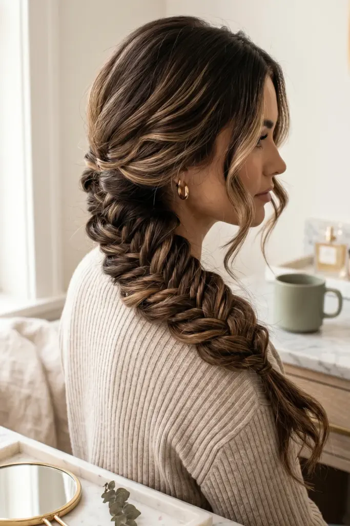 side-swept-fishtail-braid-cute-braided-hairstyles-designs-ideas-for-back-to-school