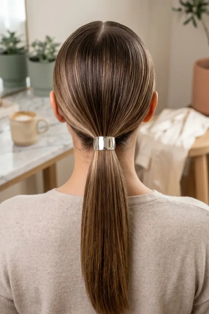 sleek-low-ponytail-easy-school-hairstyles-5-minutes