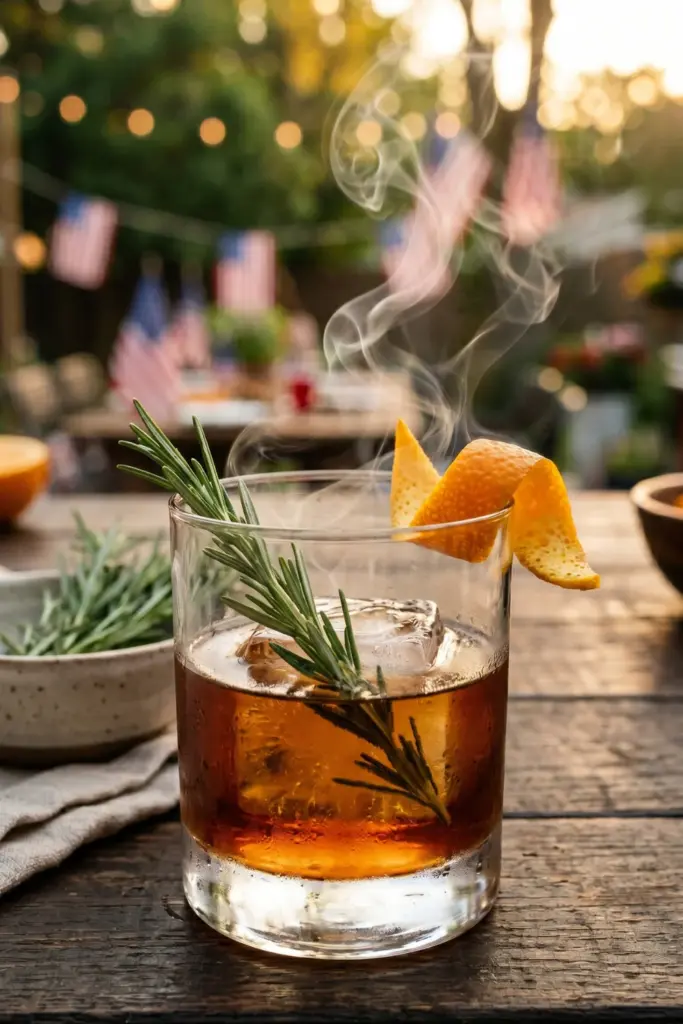 smoked-rosemary-old-fashioned-fourth-july-bbq-drinks