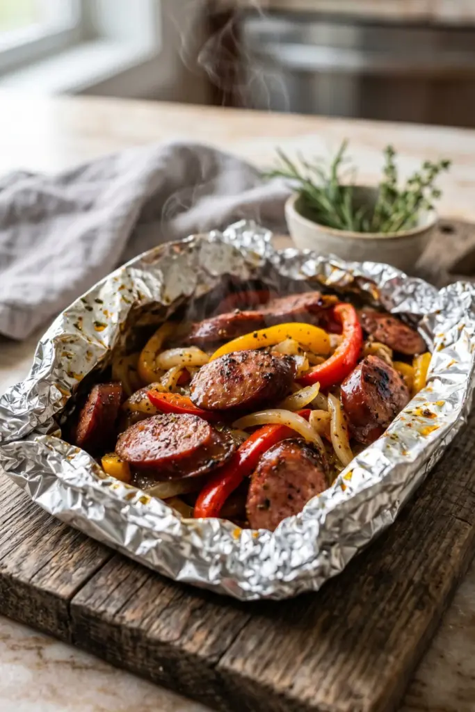 smoked-sausage-pepper-foil-packets-fourth-july-bbq-recipes