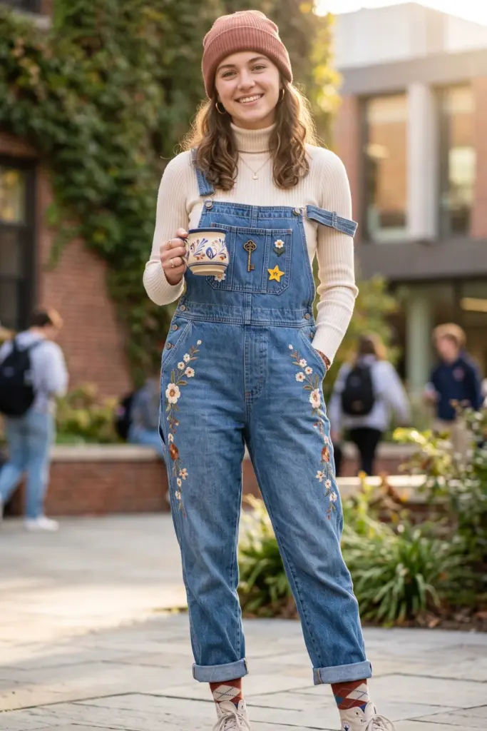 turtleneck-denim-overalls-beanie-viral-back-to-school-outfit-ideas-2026