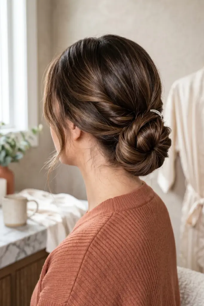 twisted-low-bun-easy-school-hairstyles-5-minutes